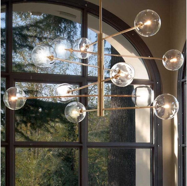 Ideal Lux - Lampadario a sospensione con supporto rigido LED EQUINOXE 12xG4/2W/230V diametro 124 cm ottone/limpido