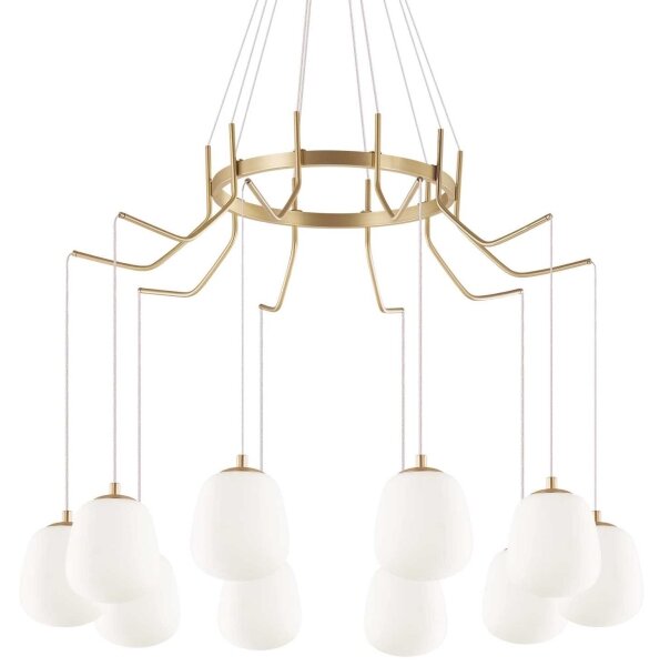 Ideal Lux - Lampadario LED a sospensione con filo KAROUSEL 10xG9/3W/230V diametro 82,5 cm ottone