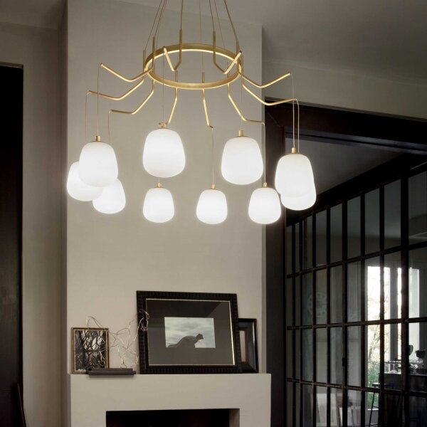 Ideal Lux - Lampadario LED a sospensione con filo KAROUSEL 10xG9/3W/230V diametro 82,5 cm ottone