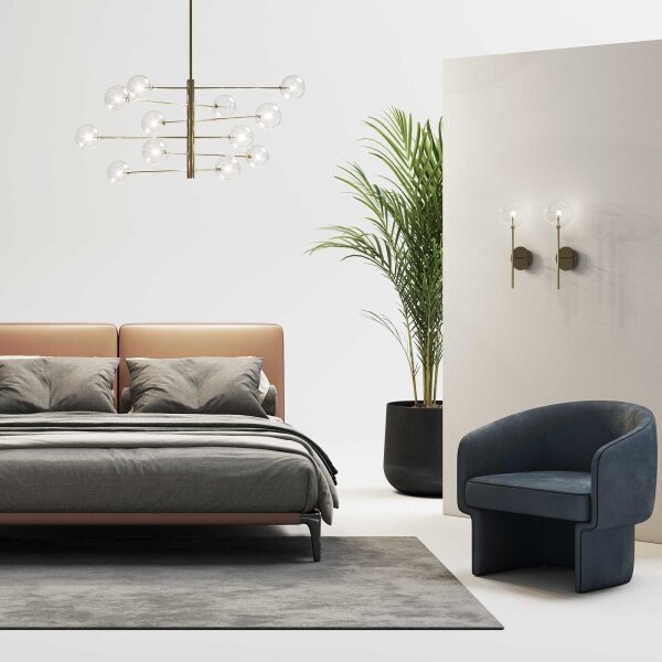 Ideal Lux - Lampadario a sospensione con supporto rigido LED EQUINOXE 12xG4/2W/230V diametro 124 cm ottone/limpido