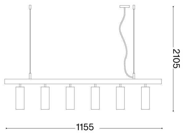 Ideal Lux - Lampadario LED a sospensione con filo DYNAMITE 6xGU10/7W/230V nero