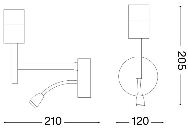 Ideal Lux - LED Flexib. lampada con un supporto SET UP 1xE27/42W+LED/3W/230V USB cromo
