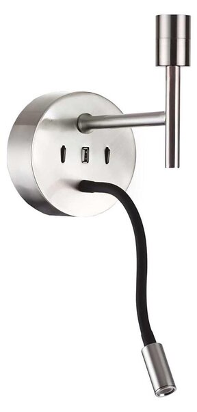 Ideal Lux - LED Flexib. lampada con un supporto SET UP 1xE27/42W+LED/3W/230V USB cromo