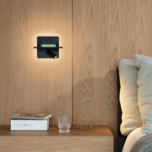 Ideal Lux - Faretto da parete orientabile a LED PIANO LED/10W/230V CRI 90 USB nero