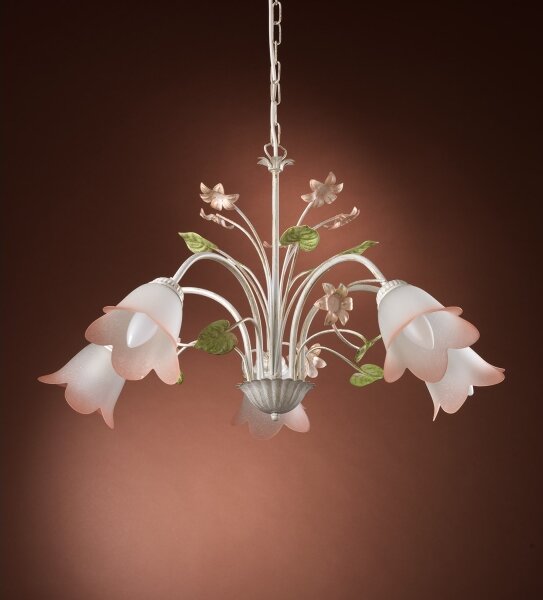 ONLI - Lampadario a sospensione con catena BOTTON DORO 5xE14/6W/230V
