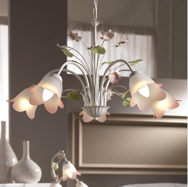 ONLI - Lampadario a sospensione con catena BOTTON DORO 5xE14/6W/230V
