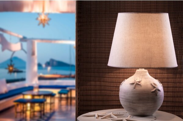 ONLI - Lampada da tavolo MARINA 1xE27/22W/230V beige/bianco 60 cm