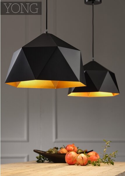 ONLI - Lampadario a sospensione con filo YONG 1xE27/22W/230V nero diametro 46 cm