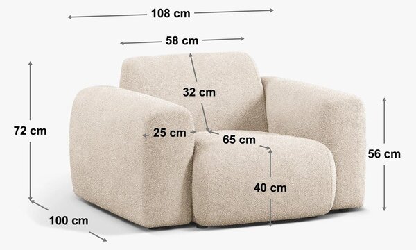 Poltrona beige in tessuto bouclé Molino - Micadoni Home