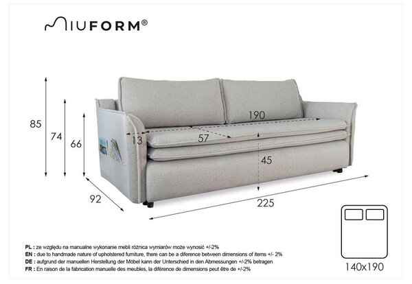 Divano letto beige Charming Charlie - Miuform