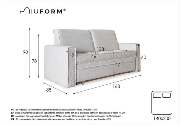 Divano letto grigio scuro 168 cm Lucky Lucy - Miuform