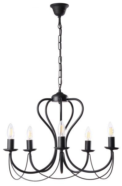 ONLI - Lampadario a sospensione con catena CANDELA 5xE14/6W/230V nero
