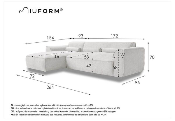 Divano angolare componibile beige (con penisola a sinistra) Flex Felix – Miuform