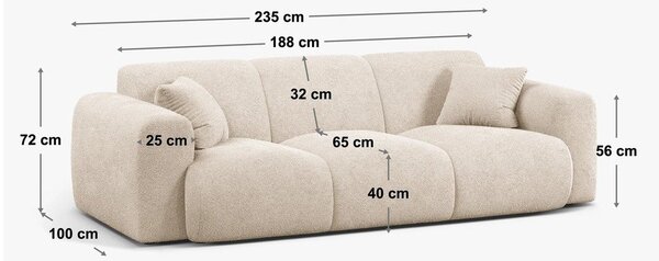 Divano in tessuto bouclé beige 235 cm Molino - Micadoni Home