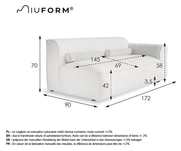 Divano componibile bianco (con penisola a destra) Flex Felix – Miuform