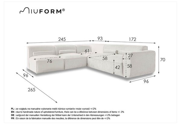 Divano angolare componibile color crema (con penisola a sinistra) Flex Felix – Miuform