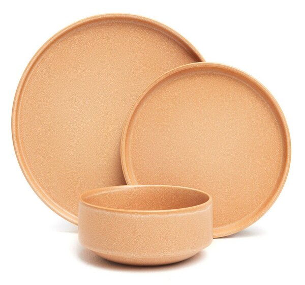 Set di piatti color salmone in gres 12 pz Malia - Bonami Selection