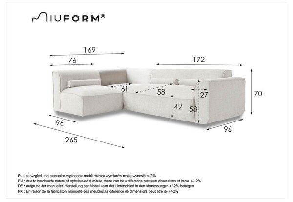 Divano angolare componibile color crema (con penisola a sinistra) Flex Felix – Miuform