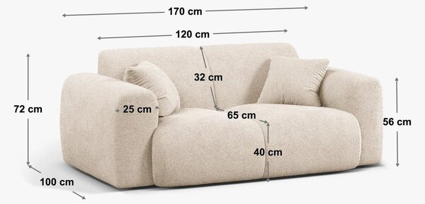 Divano in tessuto bouclé beige 170 cm Molino - Micadoni Home