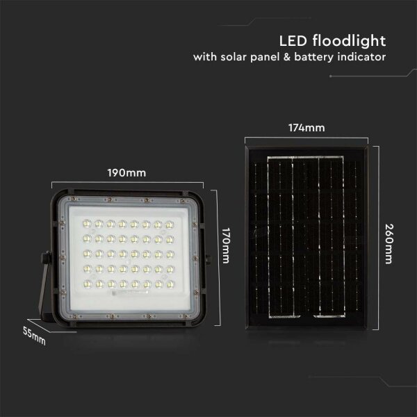 LED Proiettore solare da esterno LED/6W/3,2V IP65 4000K nero + +TC