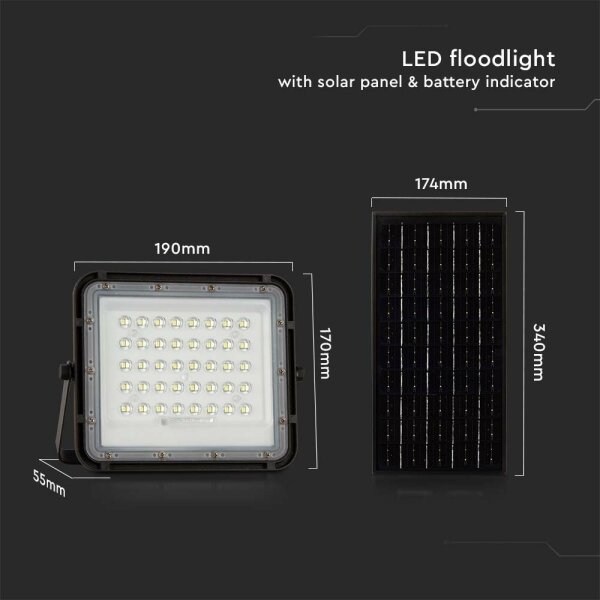 LED Proiettore solare da esterno LED/10W/3,2V IP65 4000K nero + +TC