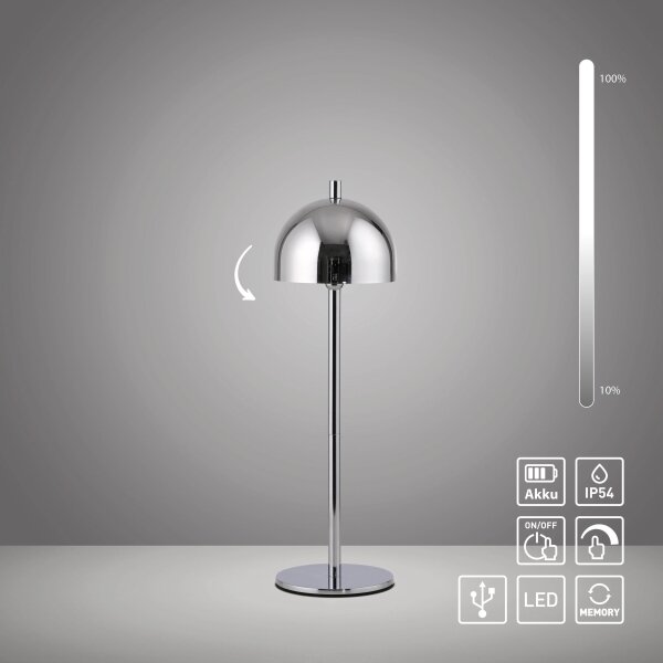 Schöner Wohnen 19244-17 - Lampada da tavolo LED dimmerabile BELLIS LED/2,5W/5V IP54 cromo