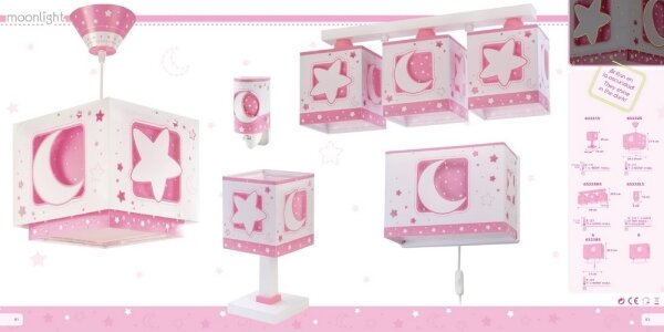 Dalber 63233NS - Plafoniera per bambini MOON LIGHT 3xE27/60W/230V rosa