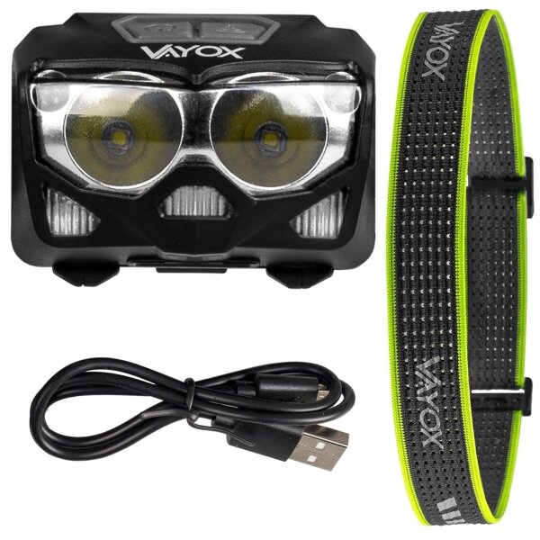 Lampada frontale LED ricaricabile con sensore 2xLED/5W/5V/3xAAA IP65 500 lucente 1200 mAh