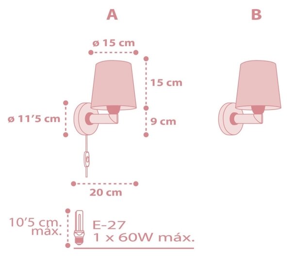Dalber 82219S - Applique per bambini STAR LIGHT 1xE27/60W/230V rosa