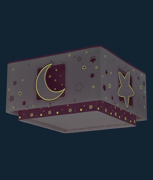 Dalber 63236S - Plafoniera per bambini MOONLIGHT 2xE27/60W/230V rosa