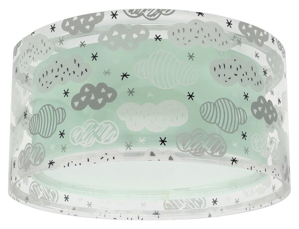 Dalber 41416H - Plafoniera per bambini CLOUDS 2xE27/60W/230V verde