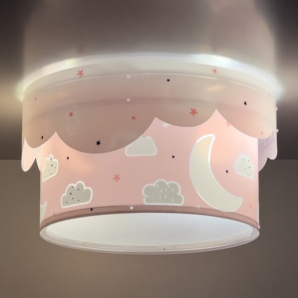 Dalber 61236S - Plafoniera per bambini MOON 2xE27/60W/230V rosa