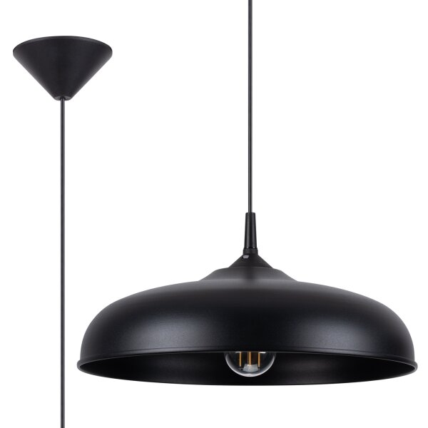 Sollux SL.1330 - Lampadario a sospensione con filo GINA 1xE27/15W/230V diametro 38 cm nero