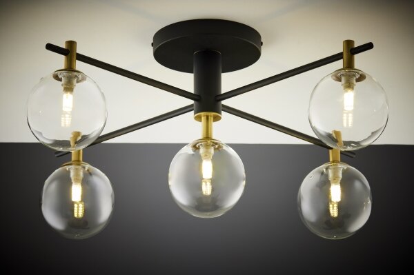 Jupiter 2035 - Lampadario a plafone FIGARO 5xG9/10W/230V nero/oro/beige/limpido