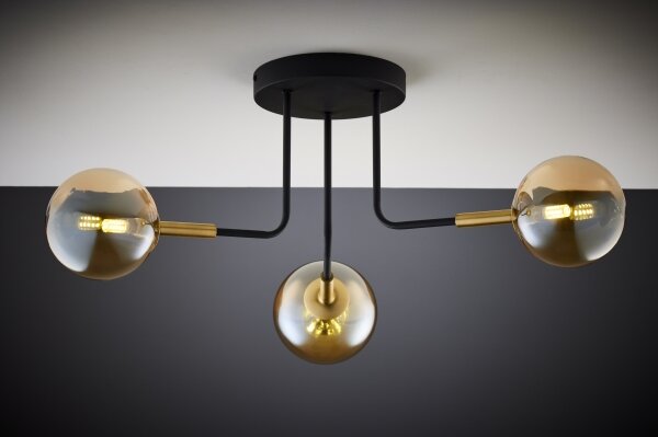 Jupiter 2037 - Lampadario a sospensione con supporto rigido BURANO 3xG9/10W/230V nero/oro/beige