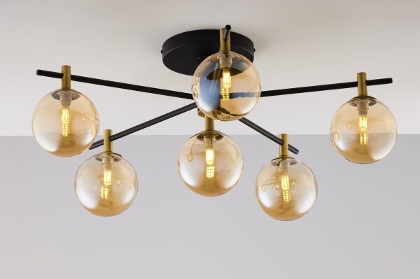 Jupiter 2033 - Lampadario a plafone FIGARO 6xG9/10W/230V nero/oro/beige