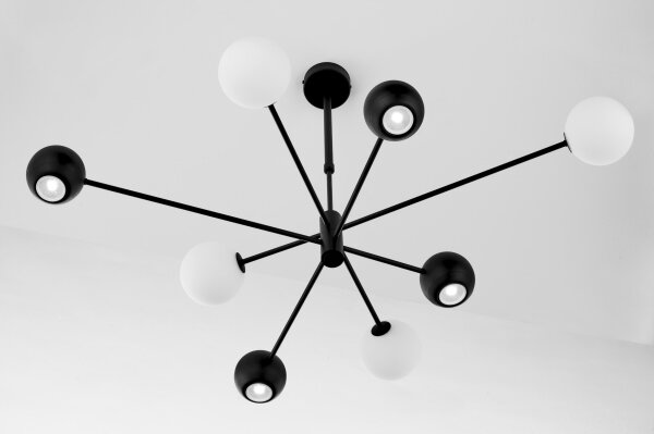 Jupiter 1998 - Lampadario a sospensione con supporto rigido MOKA 4xGU10/10W/230V + 4xG9/10W/230V nero/bianco
