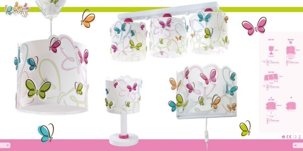 Dalber 62142 - Lampadario per bambini FARFALLA 1xE27/60W/230V