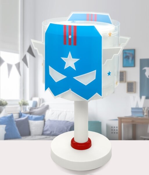 Dalber 61811N - Lampada da comodino LED per bambini BLUE HERO 1xG4/4W/230V bianco/blu
