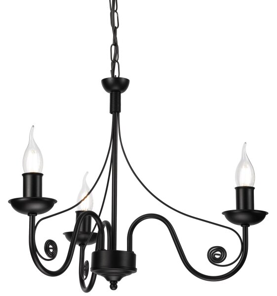 Lampadario a sospensione con catena DONATO 3xE14/40W/230V nero