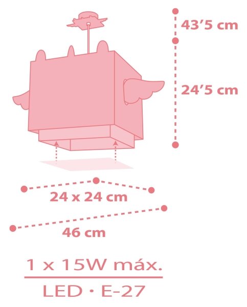 Dalber 64592 - Lampadario per bambini LITTLE UNICORN 1xE27/15W/230V