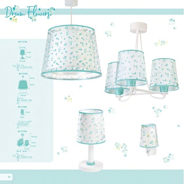 Dalber 81172H - Lampadario per bambini DREAM FLOWERS 1xE27/60W/230V