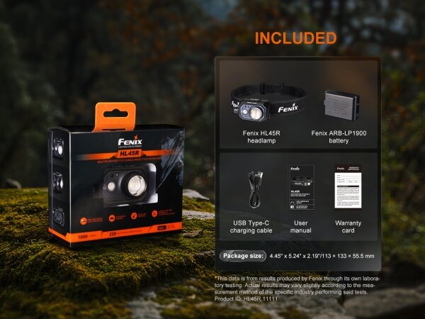 Fenix HL45R - LED Dimmerabile ricaricabile messa a fuoco lampada da testa LED/USB IP66