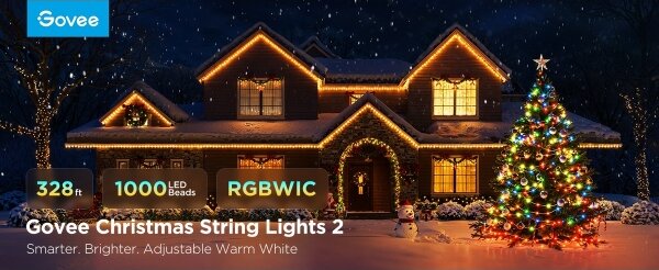 Govee - Catena natalizia a LED RGBICW per esterni 2700-6500K 20m Wi-Fi Matter IP66
