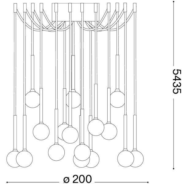 Ideal Lux - Lampadario LED su cavo LUCCIOLA 16xLED/16W/230V CRI 90 a ragno nero
