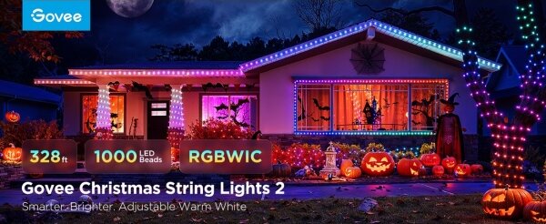 Govee - Catena natalizia a LED RGBICW per esterni 2700-6500K 20m Wi-Fi Matter IP66