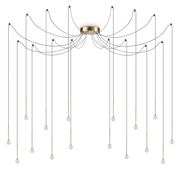 Ideal Lux - Lampadario LED a sospensione su cavi LUCCIOLA 16xLED/16W/230V CRI 90, design a ragno, finitura ottone