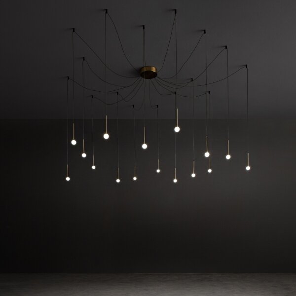 Ideal Lux - Lampadario LED a sospensione su cavi LUCCIOLA 16xLED/16W/230V CRI 90, design a ragno, finitura ottone