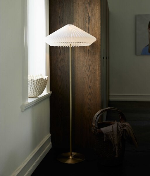 Halo Design 745050 - Lampada da terra PARIS 1xE27/40W/230V ottone/bianco/rovere