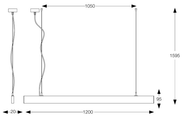 Ideal Lux - Lampadario LED a sospensione su cavo LINUS LED/32W/230V 4000K CRI 90 120 cm nero